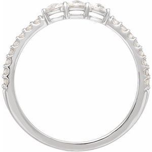 14K White 1/3 CTW Natural Rose-Cut Diamond Three-Stone Anniversary Band - BN & CO JEWELRY