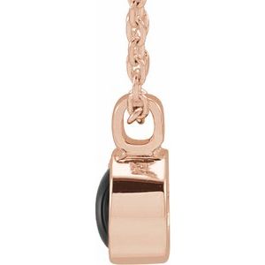 14K Rose Natural Black Onyx Bezel-Set 16-18" Necklace - BN & CO JEWELRY