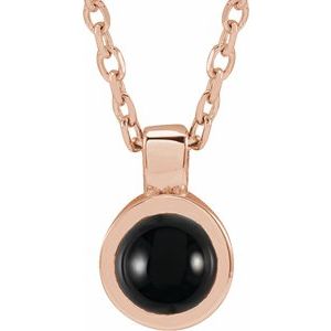 14K Rose Natural Black Onyx Bezel-Set 16-18" Necklace - BN & CO JEWELRY