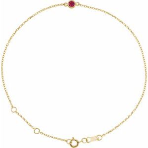 14K Yellow Natural Ruby Bezel-Set Solitaire 6 1/2-7 1/2" Bracelet - BN & CO JEWELRY
