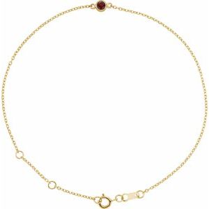 14K Yellow Natural Mozambique Garnet Bezel-Set Solitaire 6 1/2-7 1/2" Bracelet - BN & CO JEWELRY
