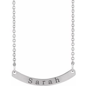 Sterling Silver Engravable Curved Bar 18" Necklace - BN & CO JEWELRY