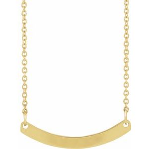14K Yellow Engravable Curved Bar 18" Necklace - BN & CO JEWELRY