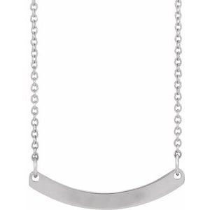 Sterling Silver Engravable Curved Bar 18" Necklace - BN & CO JEWELRY