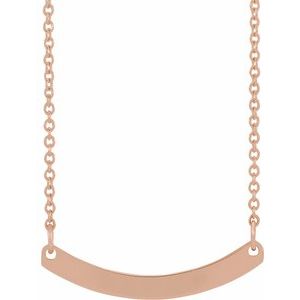14K Rose Engravable Curved Bar 18" Necklace - BN & CO JEWELRY