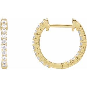 14K Yellow 1/2 CTW Lab-Grown Diamond Inside-Outside Hinged 14.5 mm Hoop Earrings - BN & CO JEWELRY