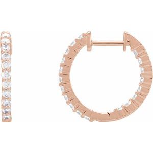 14K Rose 3/4 CTW Lab-Grown Diamond Inside-Outside Hinged 17.2 mm Hoop Earrings - BN & CO JEWELRY