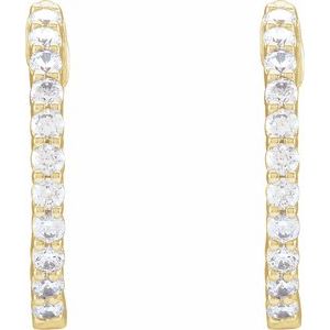 14K Yellow 3/4 CTW Lab-Grown Diamond Inside-Outside Hinged 17.2 mm Hoop Earrings - BN & CO JEWELRY