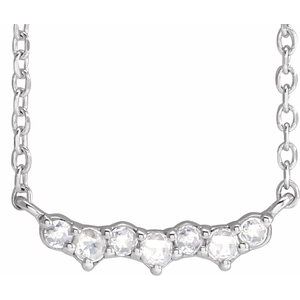 14K White .07 CTW Scattered Rose-Cut Natural Diamond 18" Necklace - BN & CO JEWELRY