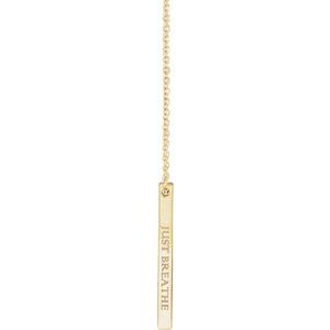 14K Yellow 25x2.6 mm Engravable Four-Sided Vertical Bar 16-18" Necklace - BN & CO JEWELRY