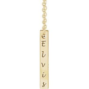 14K Yellow 17x2.5 mm Engravable Four-Sided Vertical Bar 16-18" Necklace - BN & CO JEWELRY