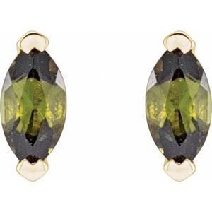 14K Yellow Natural Green Tourmaline Earrings - BN & CO JEWELRY