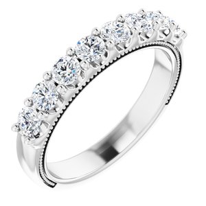 14K White 1 CTW Natural Diamond Milgrain Anniversary Band - BN & CO JEWELRY