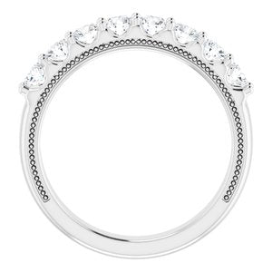 14K White 1 CTW Natural Diamond Milgrain Anniversary Band - BN & CO JEWELRY