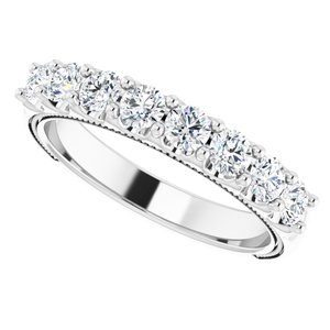 14K White 1 CTW Natural Diamond Milgrain Anniversary Band - BN & CO JEWELRY