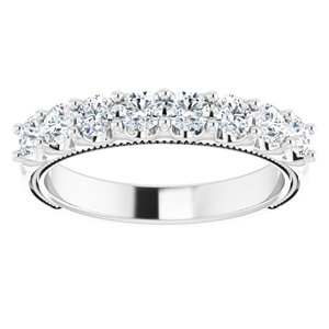14K White 1 CTW Natural Diamond Milgrain Anniversary Band - BN & CO JEWELRY