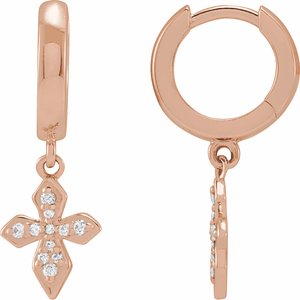 14K Rose 1/10 CTW Natural Diamond Cross Hoop Earrings - BN & CO JEWELRY