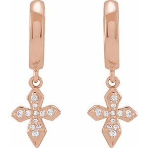 14K Rose 1/10 CTW Natural Diamond Cross Hoop Earrings - BN & CO JEWELRY