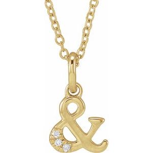14K Yellow .01 CTW Natural Diamond Ampersand 16-18" Necklace - BN & CO JEWELRY