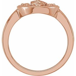 14K Rose Oval White Enamel Miraculous Medal Ring - BN & CO JEWELRY