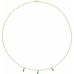 14K Yellow Natural Swiss Blue Topaz 16" Necklace - BN & CO JEWELRY