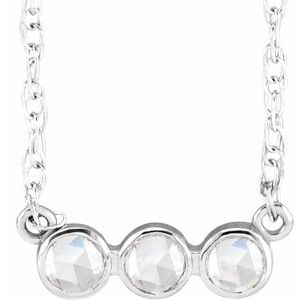 14K White 1/8 CTW Rose-Cut Natural Diamond 18" Necklace - BN & CO JEWELRY
