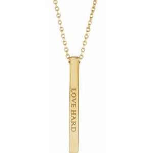 14K Yellow 25x2.6 mm Engravable Four-Sided Vertical Bar 16-18" Necklace - BN & CO JEWELRY