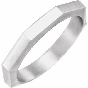 14K White 3 mm Geometric Octagon Band Size 7 - BN & CO JEWELRY