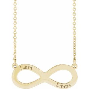 14K Yellow Engravable Infinity Family 18" Necklace - BN & CO JEWELRY