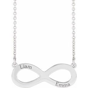 Sterling Silver Engravable Infinity Family 18" Necklace - BN & CO JEWELRY