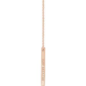14K Rose 25x2.6 mm Engravable Four-Sided Vertical Bar 16-18" Necklace - BN & CO JEWELRY