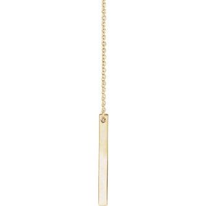 14K Yellow 25x2.6 mm Engravable Four-Sided Vertical Bar 16-18" Necklace - BN & CO JEWELRY
