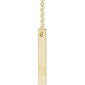 14K Yellow 17x2.5 mm Engravable Four-Sided Vertical Bar 16-18" Necklace - BN & CO JEWELRY