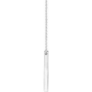 Sterling Silver 25x2.6 mm Engravable Four-Sided Vertical Bar 16-18" Necklace - BN & CO JEWELRY