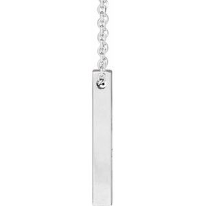 Sterling Silver 17x2.5 mm Engravable Four-Sided Vertical Bar 16-18" Necklace - BN & CO JEWELRY