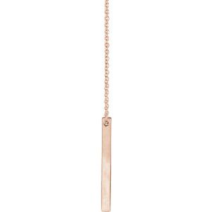 14K Rose 25x2.6 mm Engravable Four-Sided Vertical Bar 16-18" Necklace - BN & CO JEWELRY
