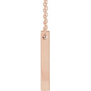14K Rose 17x2.5 mm Engravable Four-Sided Vertical Bar 16-18" Necklace - BN & CO JEWELRY