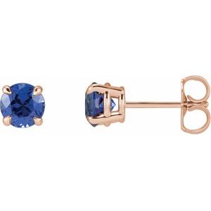 14K Rose Lab-Grown Blue Sapphire Earrings - BN & CO JEWELRY