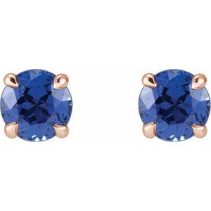 14K Rose Lab-Grown Blue Sapphire Earrings - BN & CO JEWELRY
