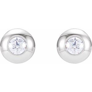 14K White .06 CTW Natural Diamond Domed Bezel-Set Earrings - BN & CO JEWELRY