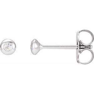 14K White .03 CTW Natural Diamond Domed Bezel-Set Earrings - BN & CO JEWELRY
