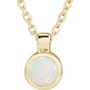 14K Yellow Natural White Opal Bezel-Set 16-18" Necklace - BN & CO JEWELRY