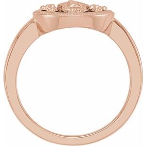 14K Rose Oval Black Enamel Miraculous Medal Ring - BN & CO JEWELRY