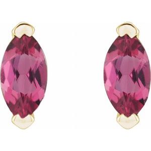 14K Yellow Natural Pink Tourmaline Earrings - BN & CO JEWELRY
