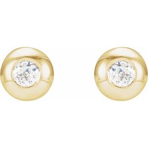 14K Yellow .03 CTW Natural Diamond Domed Bezel-Set Earrings - BN & CO JEWELRY