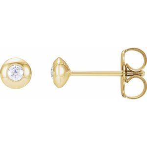 14K Yellow .06 CTW Natural Diamond Domed Bezel-Set Earrings - BN & CO JEWELRY