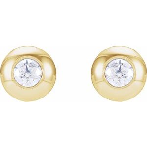 14K Yellow .06 CTW Natural Diamond Domed Bezel-Set Earrings - BN & CO JEWELRY