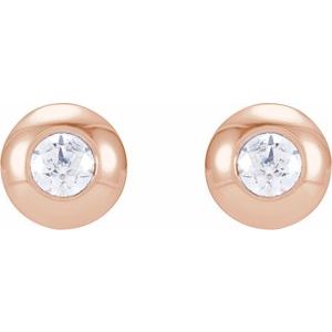 14K Rose .06 CTW Natural Diamond Domed Bezel-Set Earrings - BN & CO JEWELRY