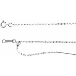 Rhodium-Plated Sterling Silver 1mm Adjustable Threader Rolo 16-22" Chain - BN & CO JEWELRY