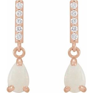 14K Rose Natural White Opal & .08 CTW Natural Diamond Earrings - BN & CO JEWELRY